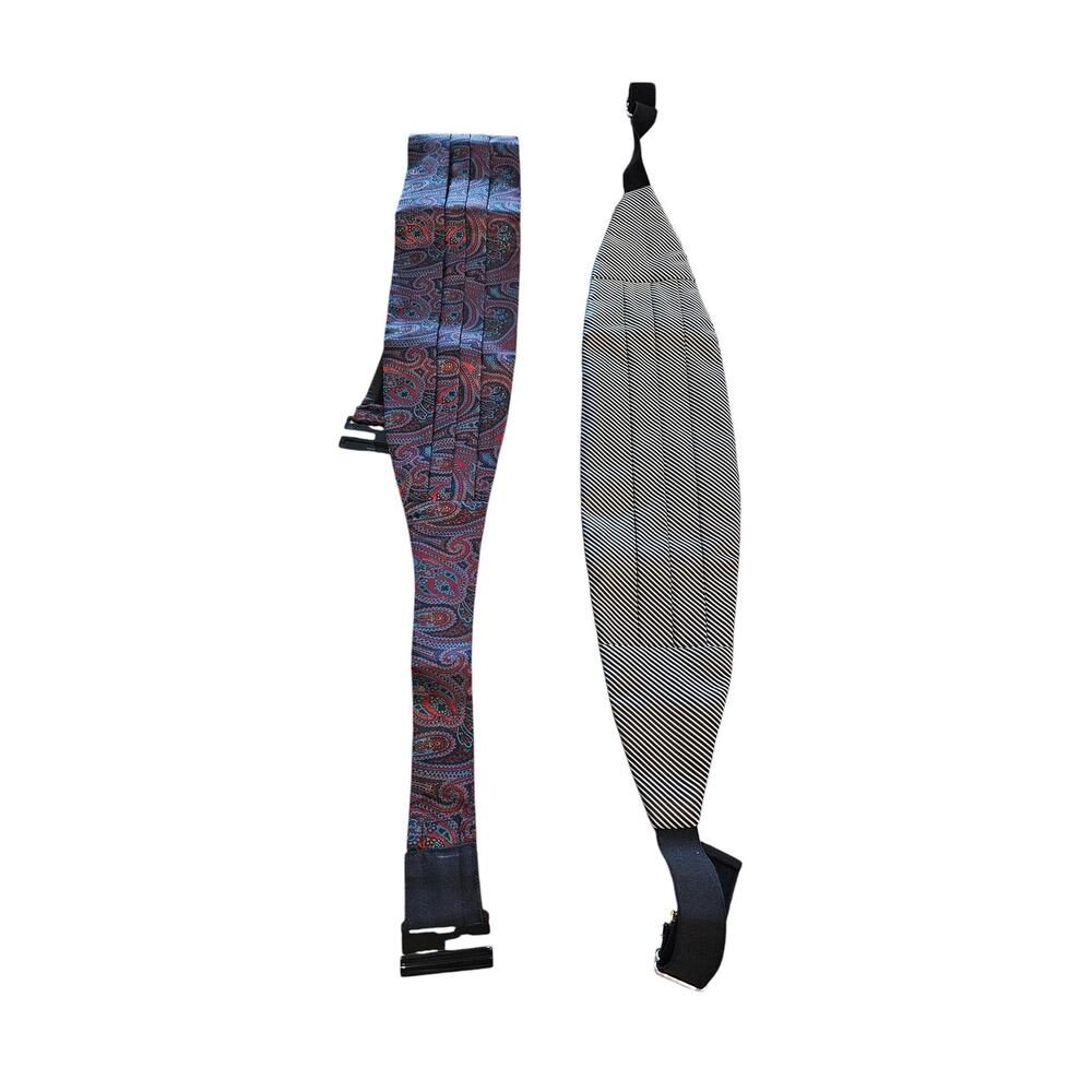 Set of 2 Vintage Classic mens Cummerbunds One Paisley One Striped